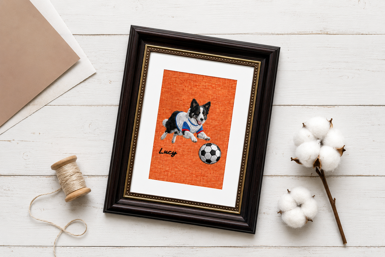 Custom Pet Portrait Embroidery — Stitched on Natural Linen | LovaPaws