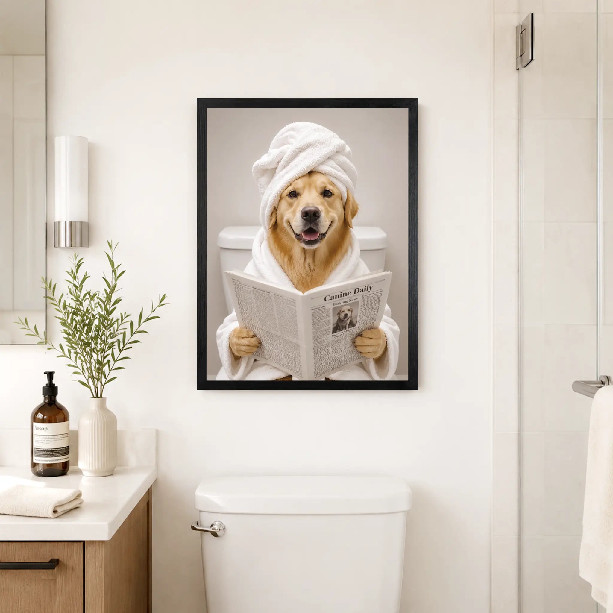 Custom Pet Bathroom Wall Art – Your Dog or Cat on the Toilet