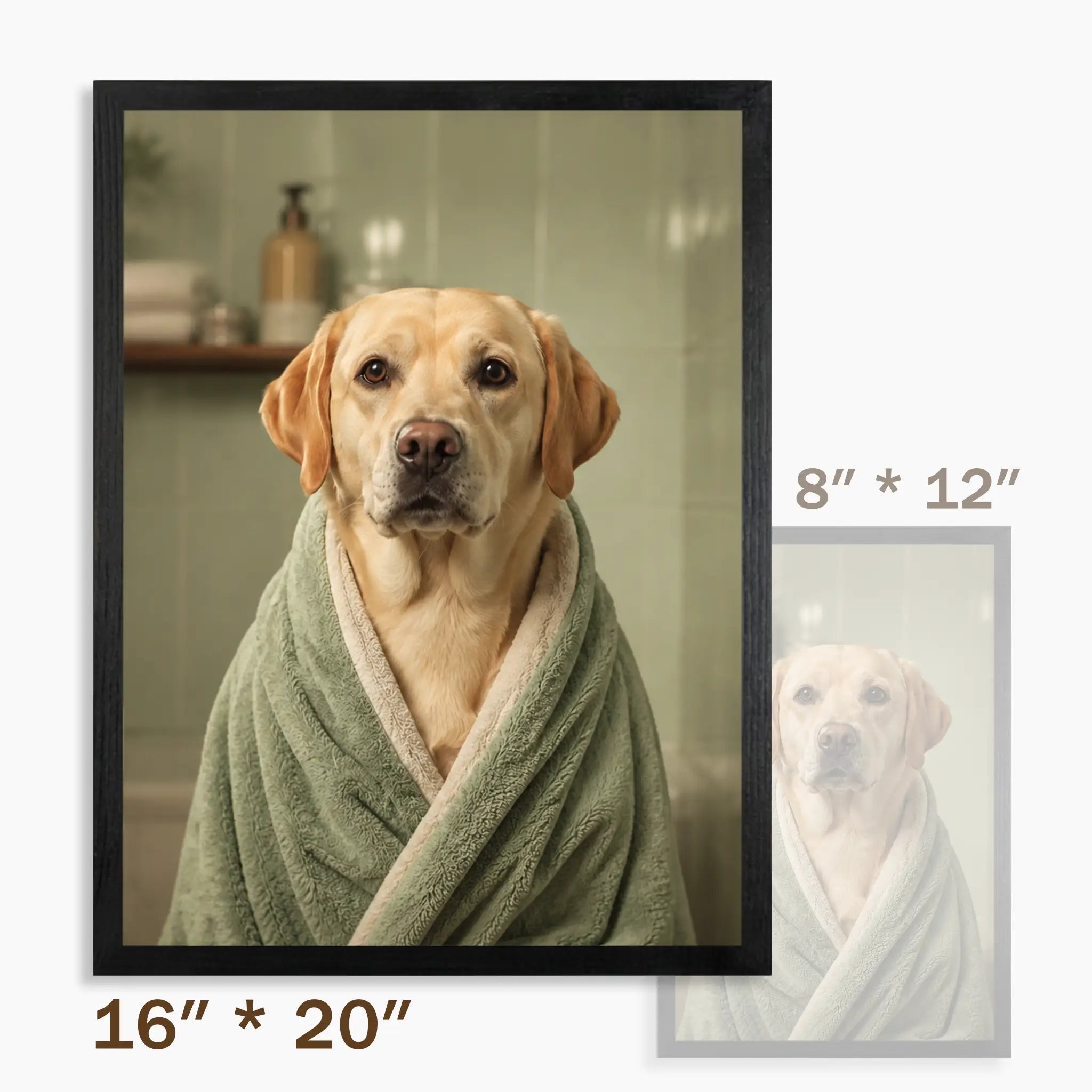 Custom Pet Bathroom Wall Art – Your Dog or Cat in a Spa Robe