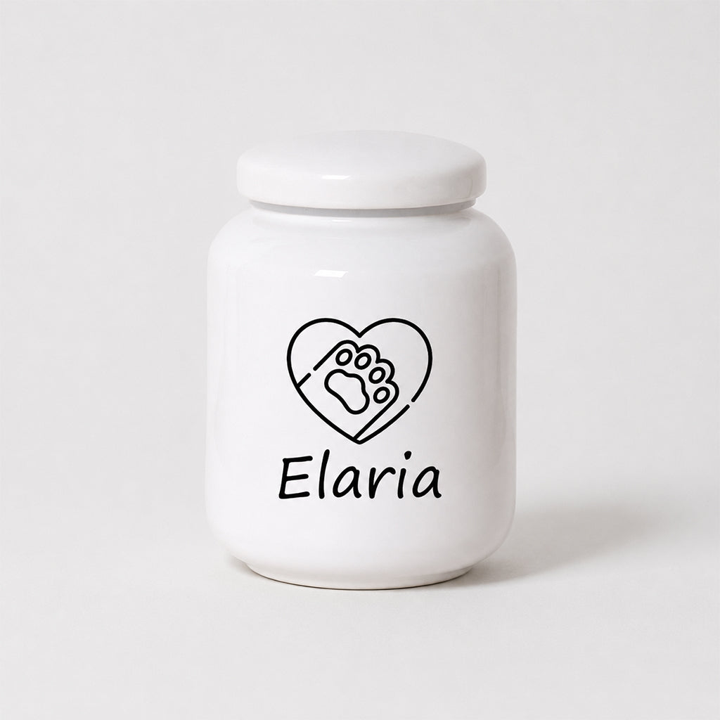 All four personalized ceramic pet urn designs shown together as a keepsake collection overview