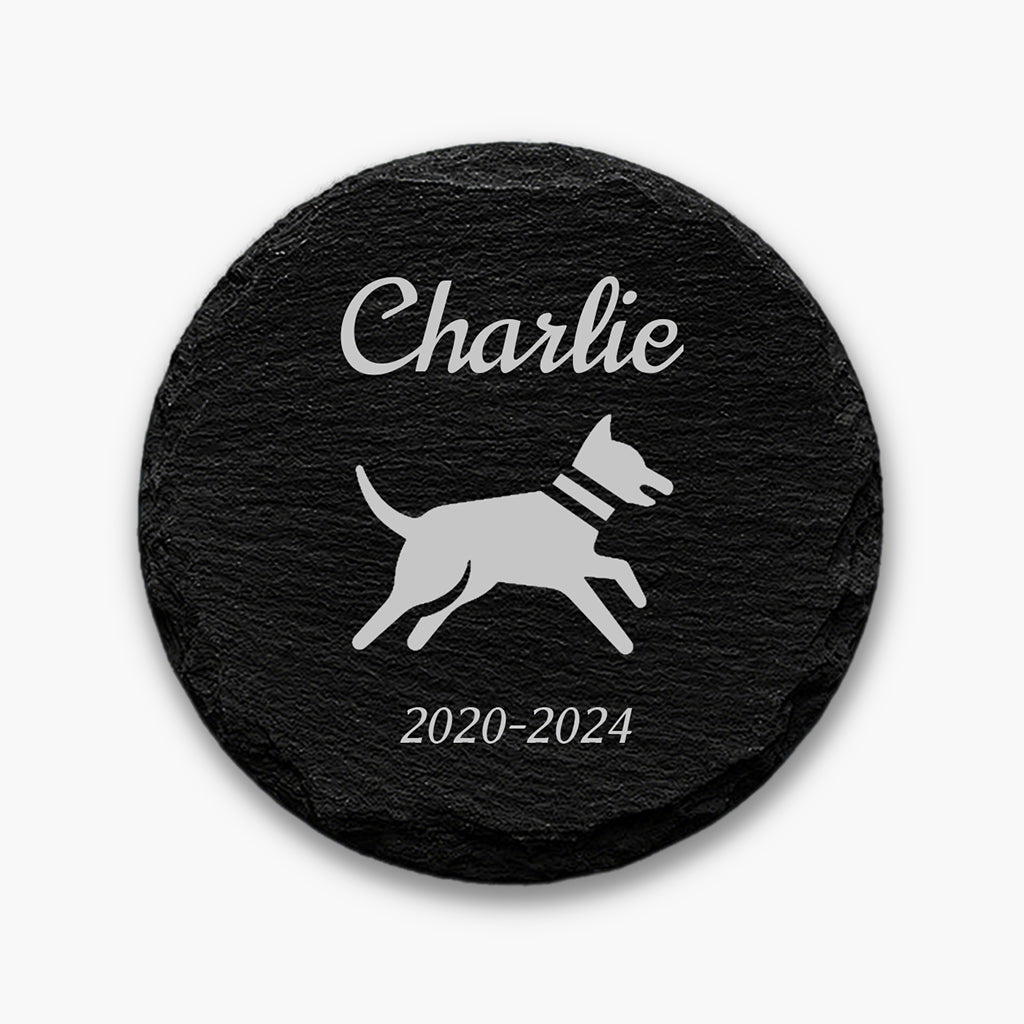 Dog memorial slate stone shown in small, medium, and large sizes for comparison