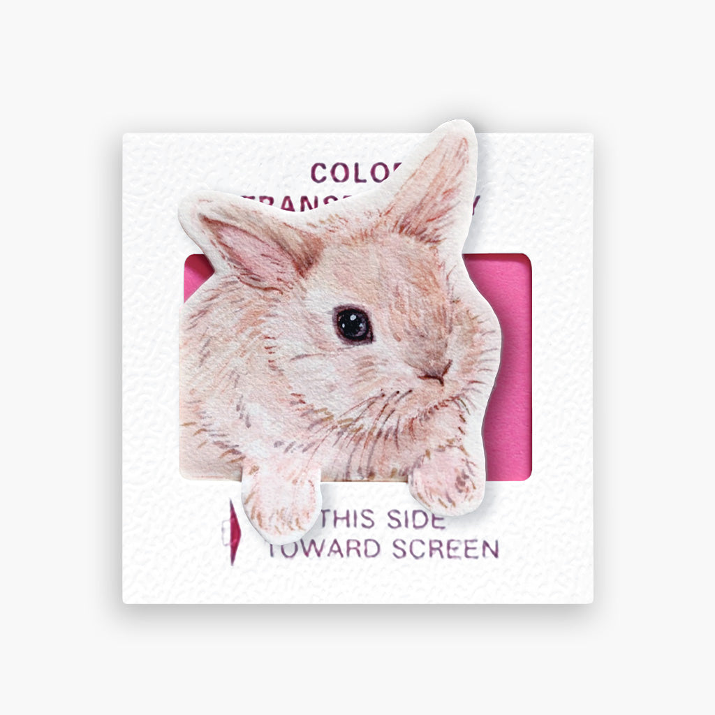 Custom bunny portrait keychain with hand-painted watercolor illustration on a round charm