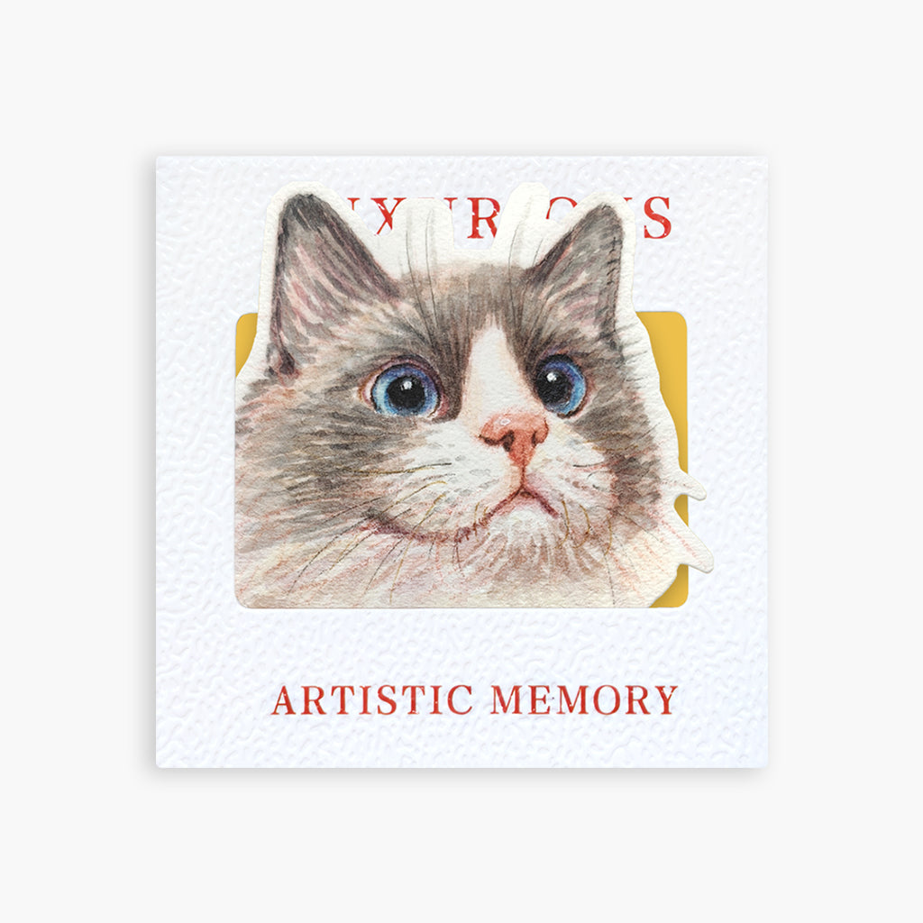 Custom cat portrait keychain with hand-painted watercolor illustration on a round charm
