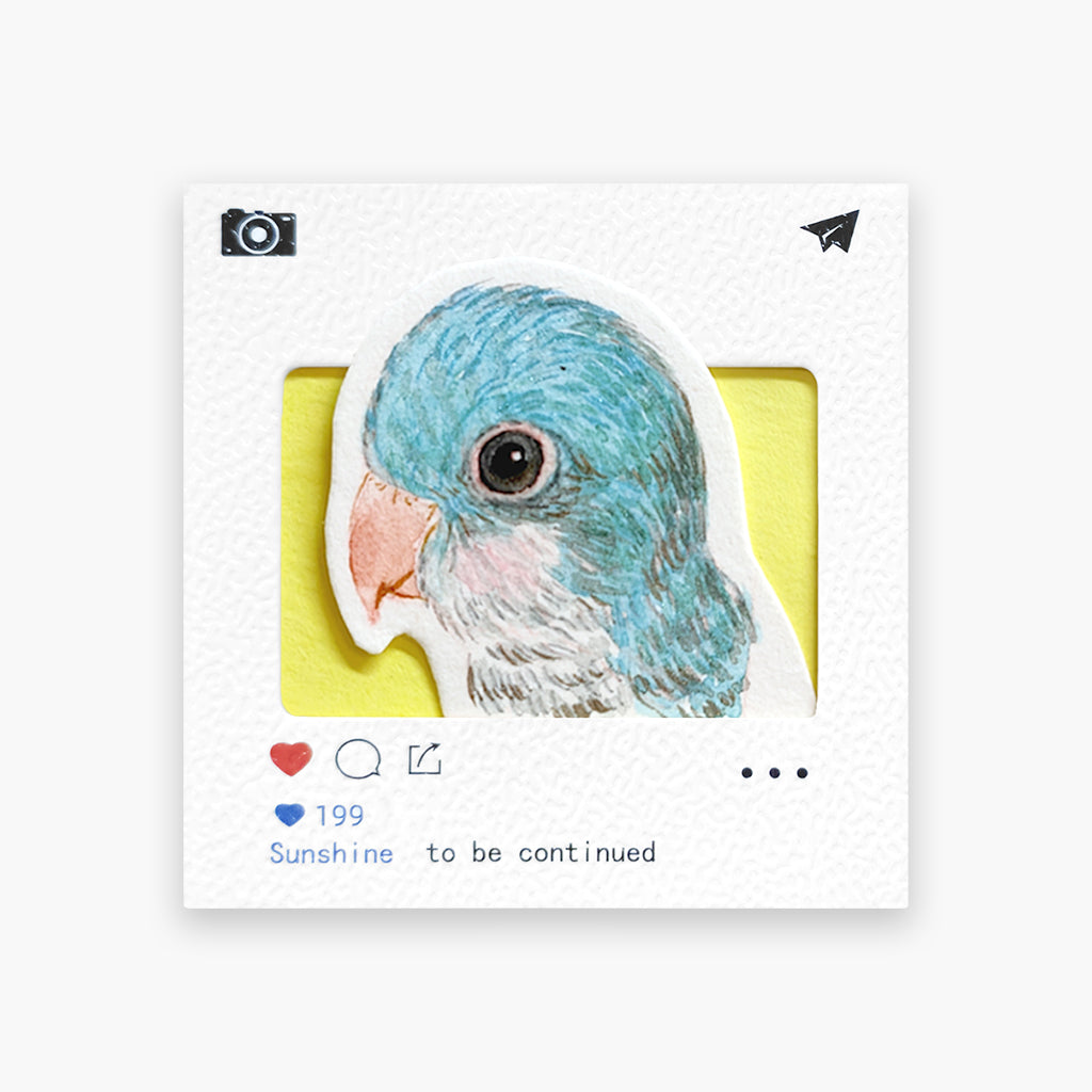 Custom parrot portrait keychain with hand-painted watercolor illustration on a round charm