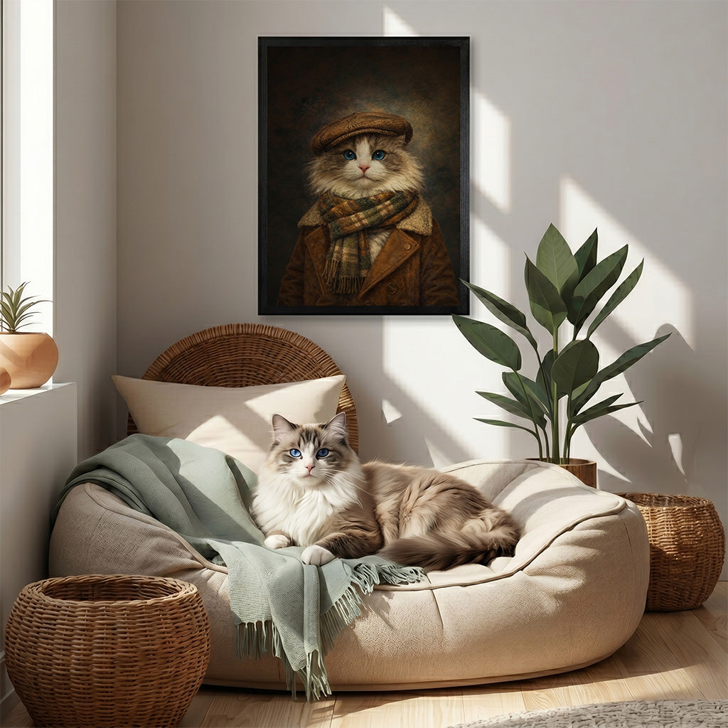 Custom vintage pet portrait on wood shown in small and large size options side by side
