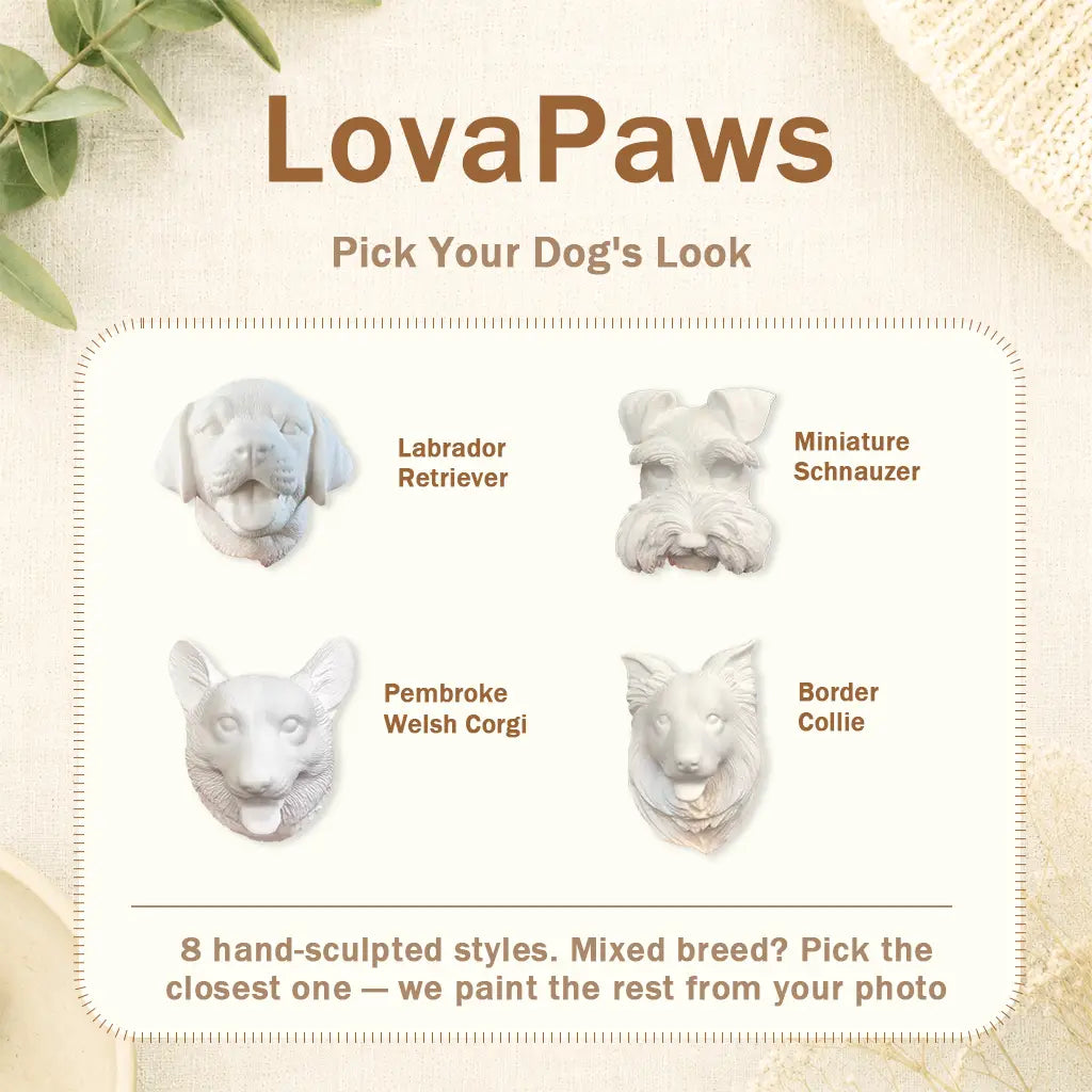 Custom 3D Pet Portrait Frame – Hand-Painted Sculpture of Your Dog