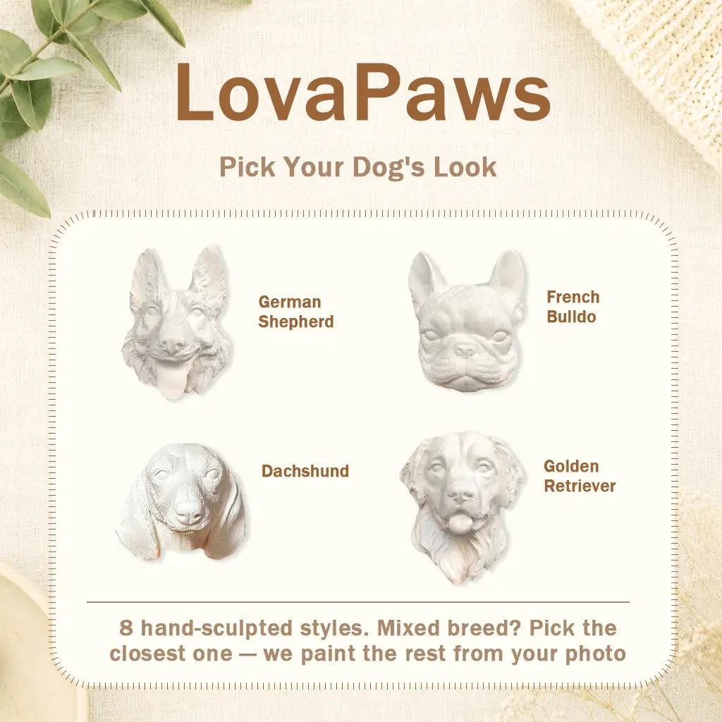 Custom 3D Pet Portrait Frame – Hand-Painted Sculpture of Your Dog