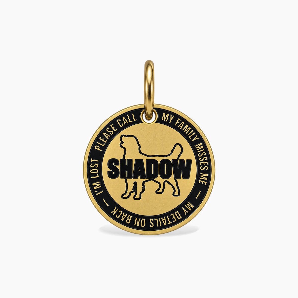 Call My Family Personalized Round Dog ID Tag – Gold Tone