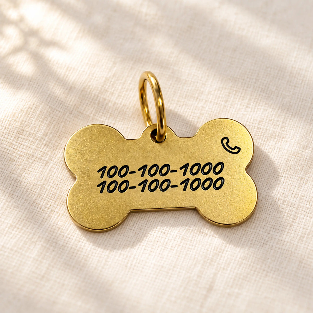 Classic Script Personalized Bone Dog ID Tag – Gold Tone