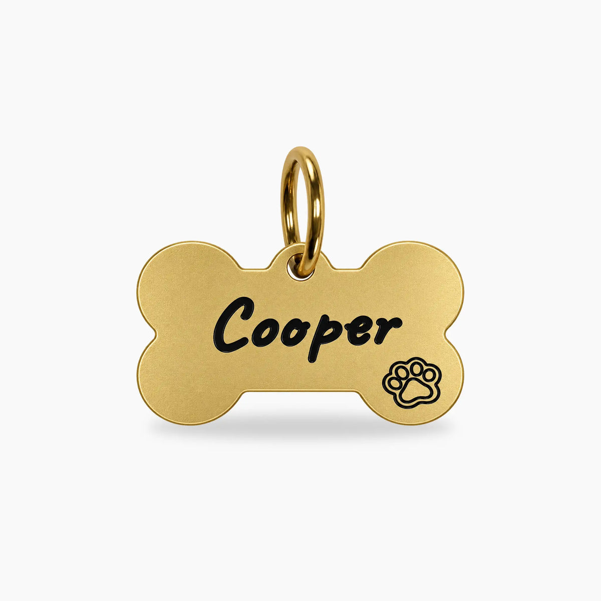 Classic Script Personalized Bone Dog ID Tag – Gold Tone