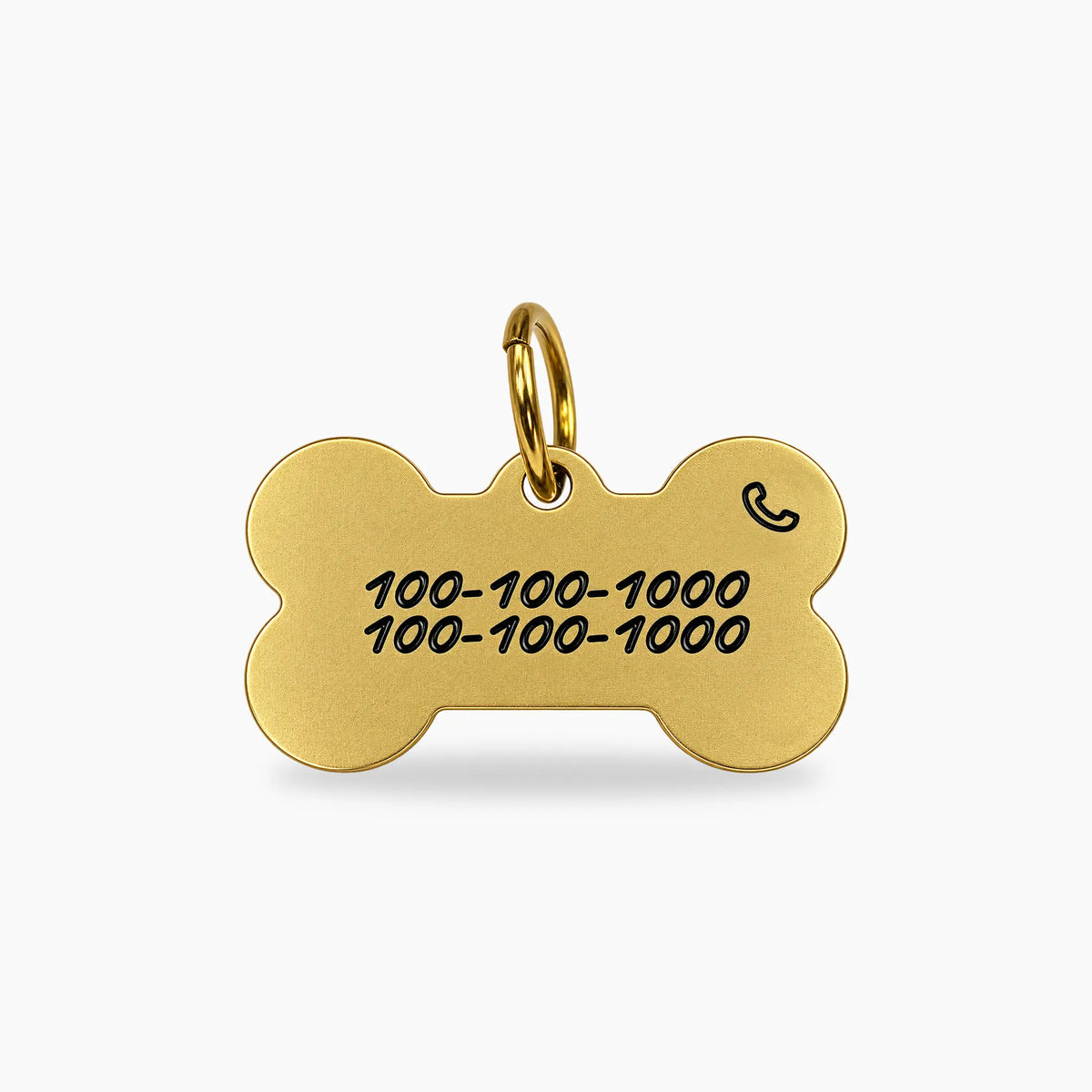 Classic Script Personalized Bone Dog ID Tag – Gold Tone