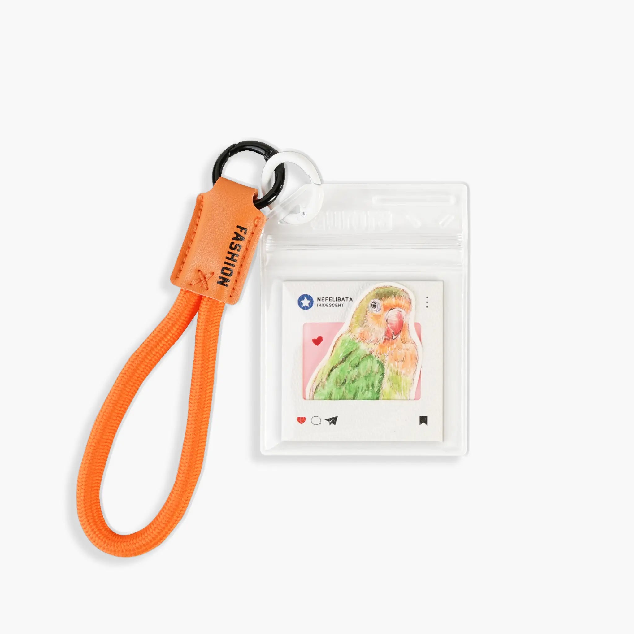 Custom hand-painted watercolor parrot portrait keychain from LovaPaws