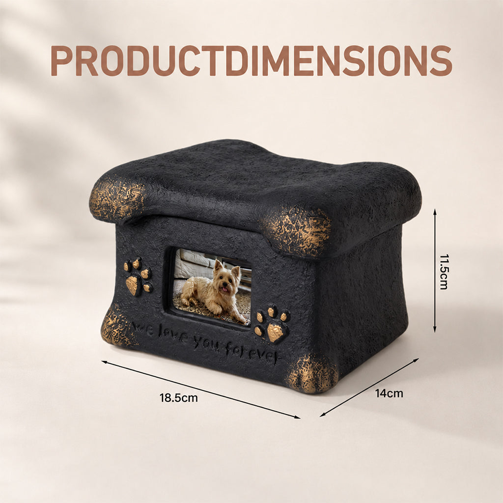Dog Cremation Urn with Photo Frame – Personalized Cement Memorial Box
