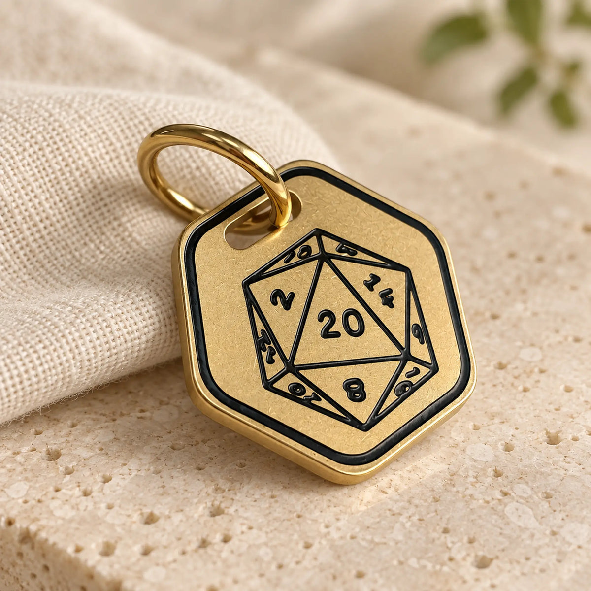 D20 Personalized Dog ID Tag – Gold-Tone Stainless Steel