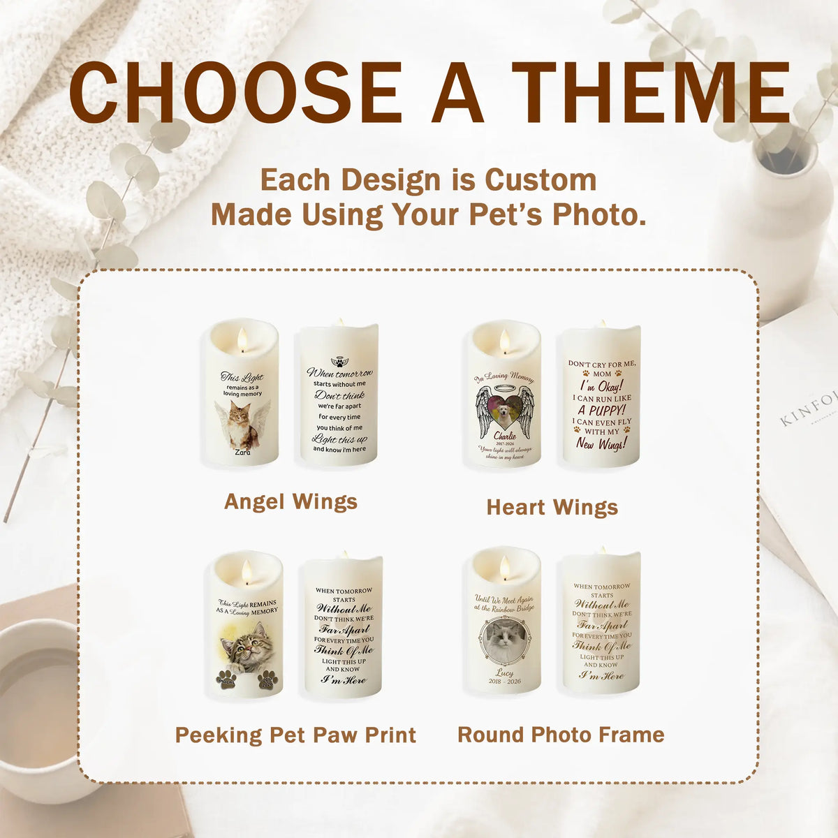 Custom Pet Memorial LED Candle – Photo, Name & Custom Message