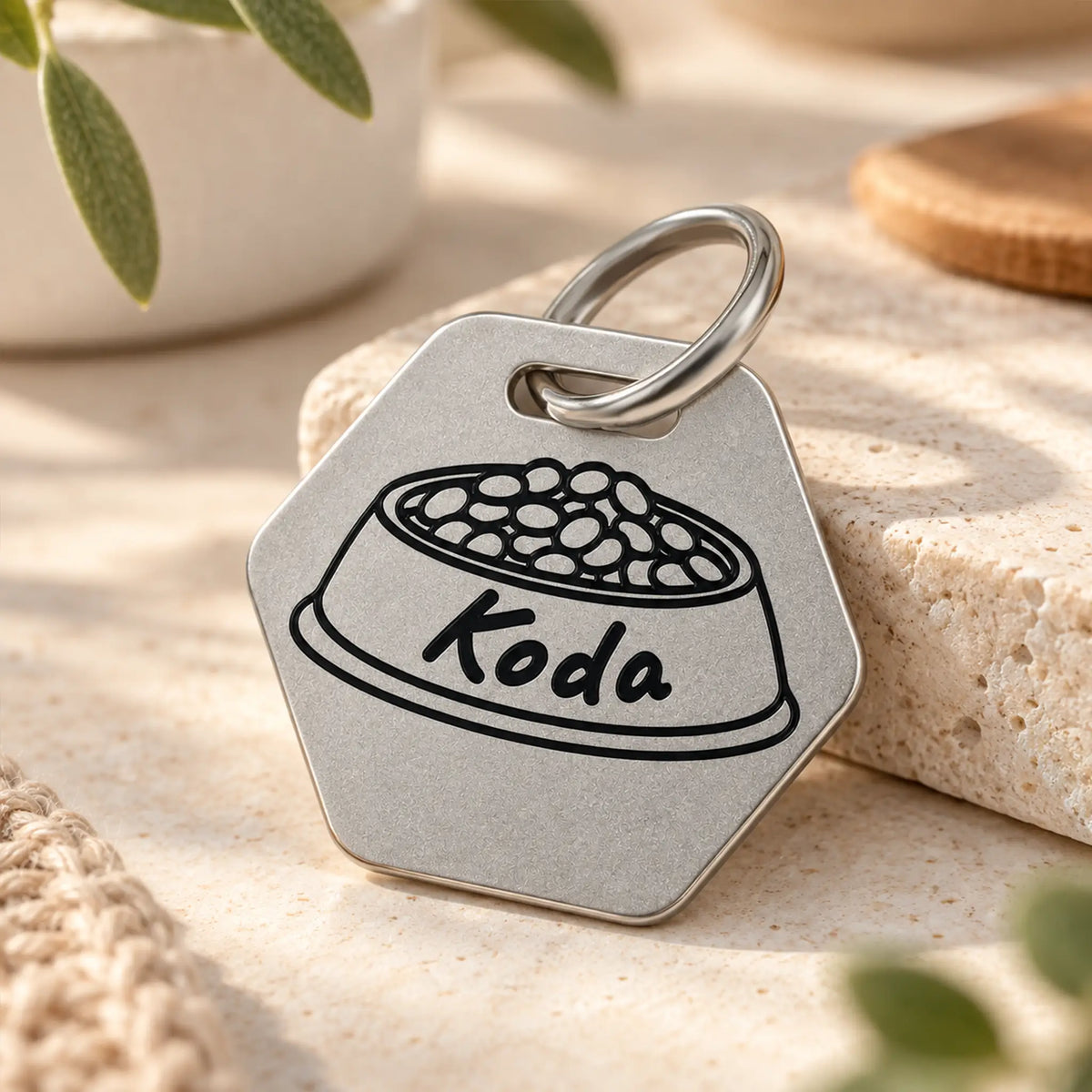 Dinner Time Personalized Dog ID Tag – Food Bowl Design