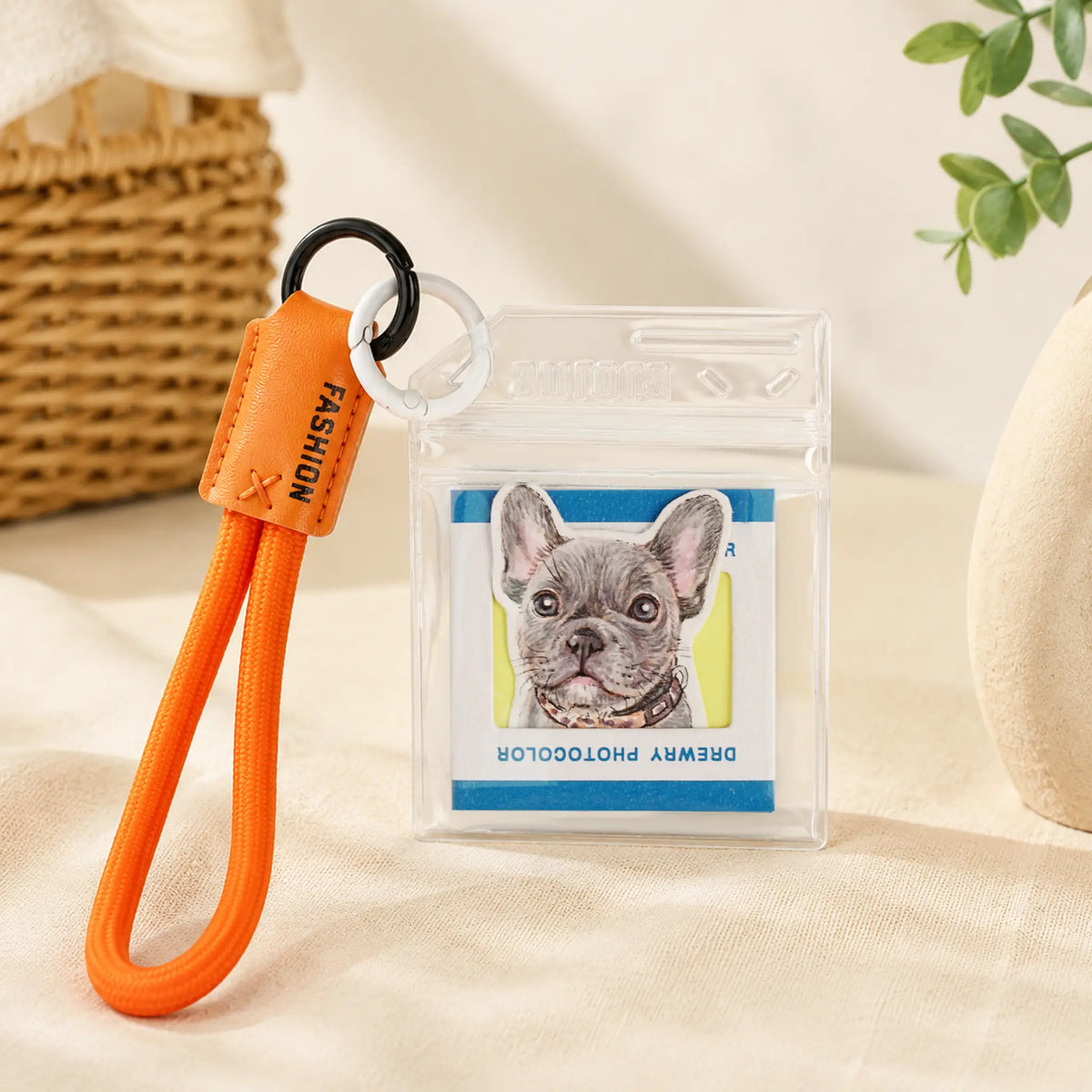 Custom Dog Portrait Keychain – Hand-Painted Watercolor Charm