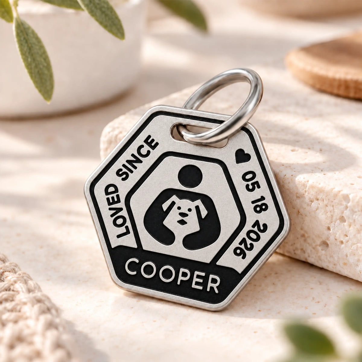 Loved Since Personalized Rescue Dog ID Tag – Stainless Steel