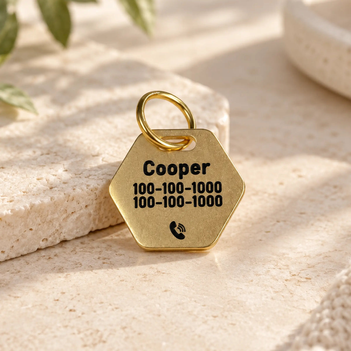Lucky Dice Personalized Dog ID Tag – Gold-Tone Stainless Steel