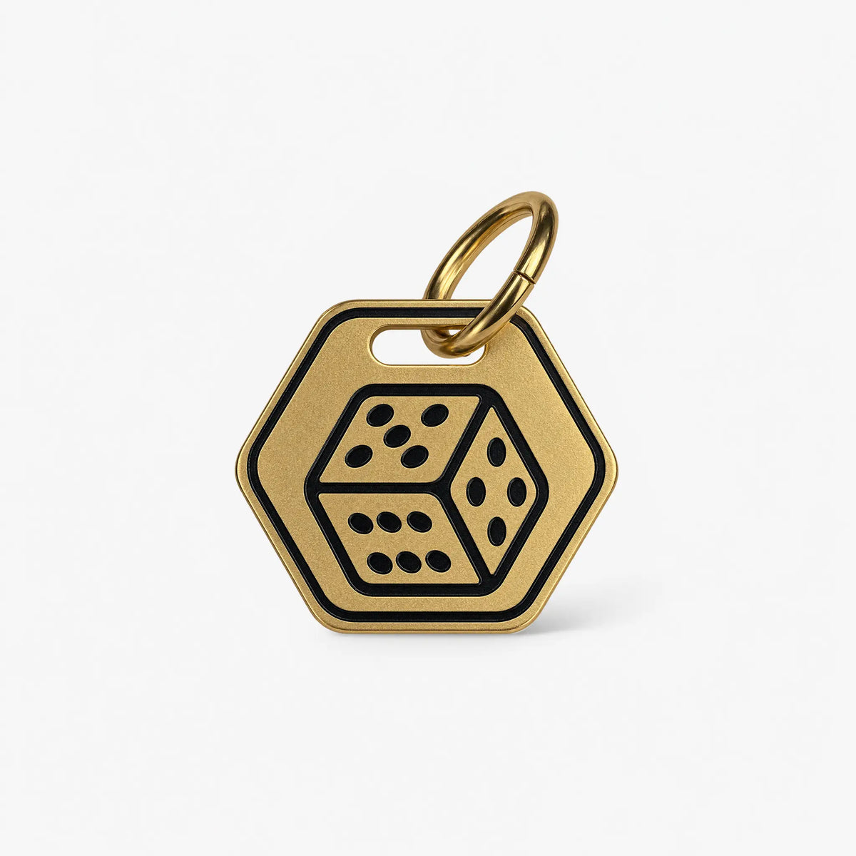 Lucky Dice Personalized Dog ID Tag – Gold-Tone Stainless Steel