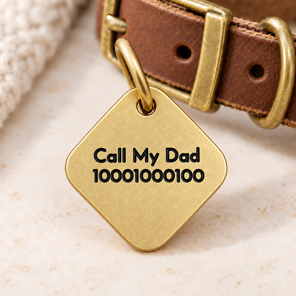 Mountain Trail Personalized Dog ID Tag – Gold-Tone Stainless Steel