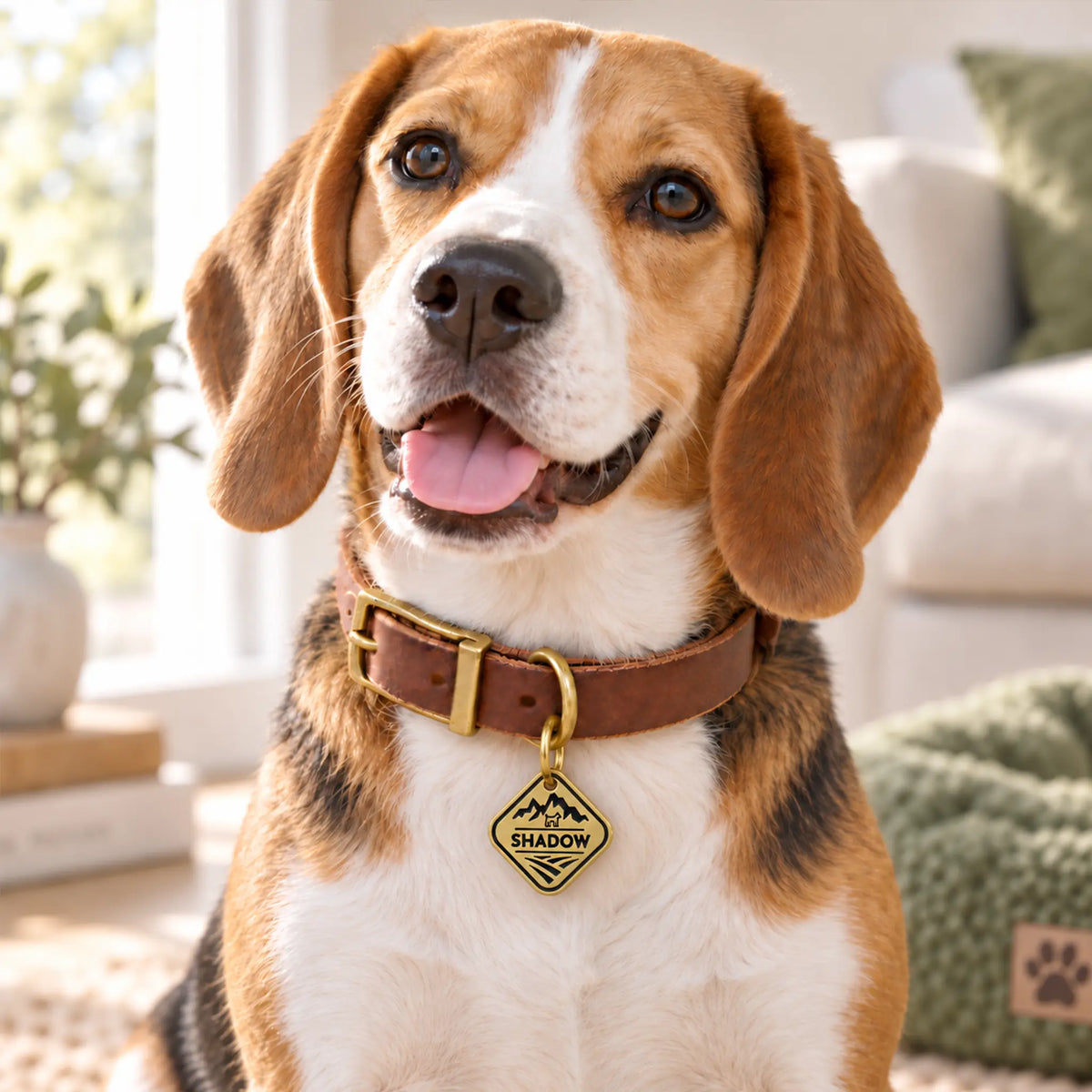 Mountain Trail Personalized Dog ID Tag – Gold-Tone Stainless Steel
