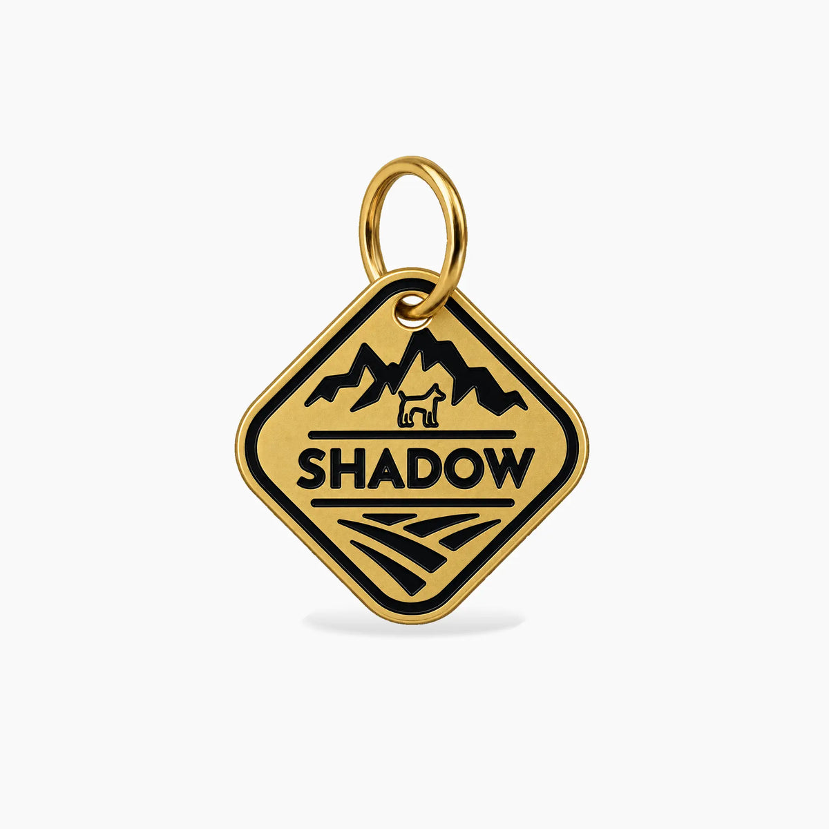 Mountain Trail Personalized Dog ID Tag – Gold-Tone Stainless Steel