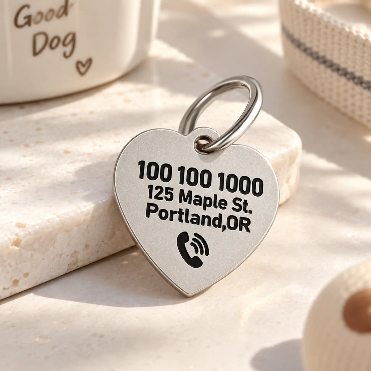 Paw in Hand Personalized Heart Dog ID Tag – Stainless Steel