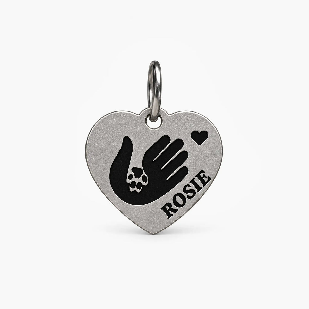 Paw in Hand Personalized Heart Dog ID Tag – Stainless Steel