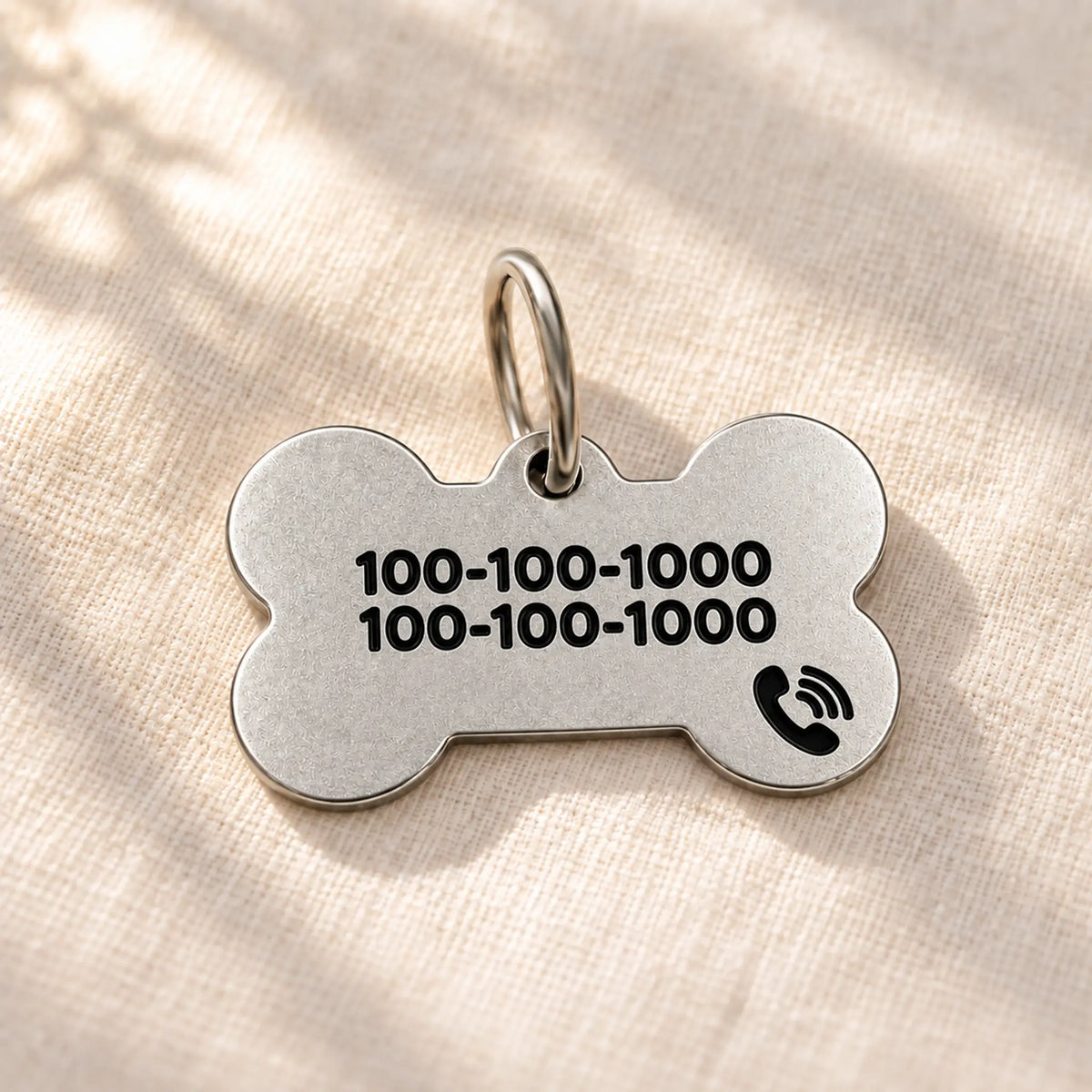 Pawprint Bone Personalized Dog ID Tag – Silver-Tone Stainless Steel