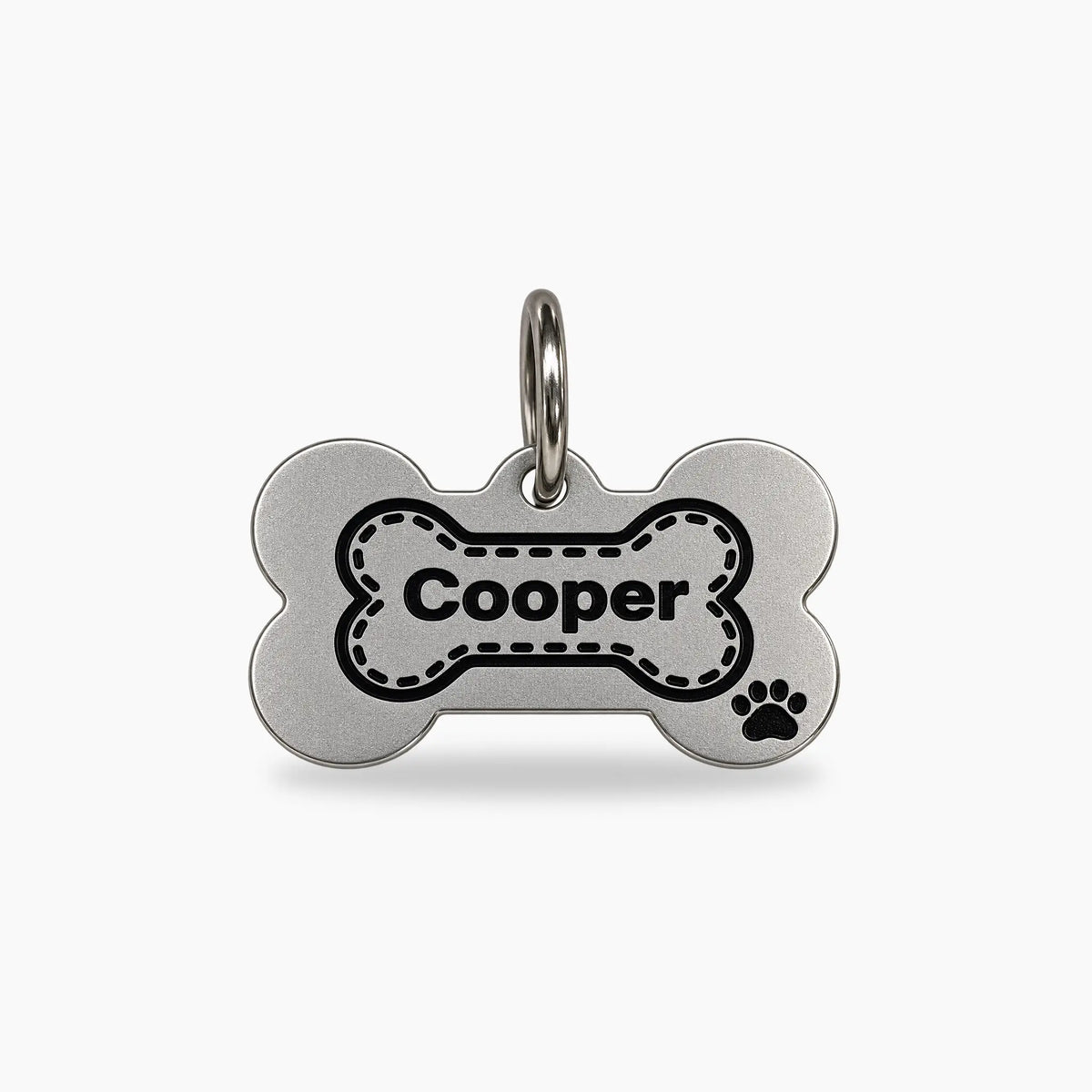 Pawprint Bone Personalized Dog ID Tag – Silver-Tone Stainless Steel