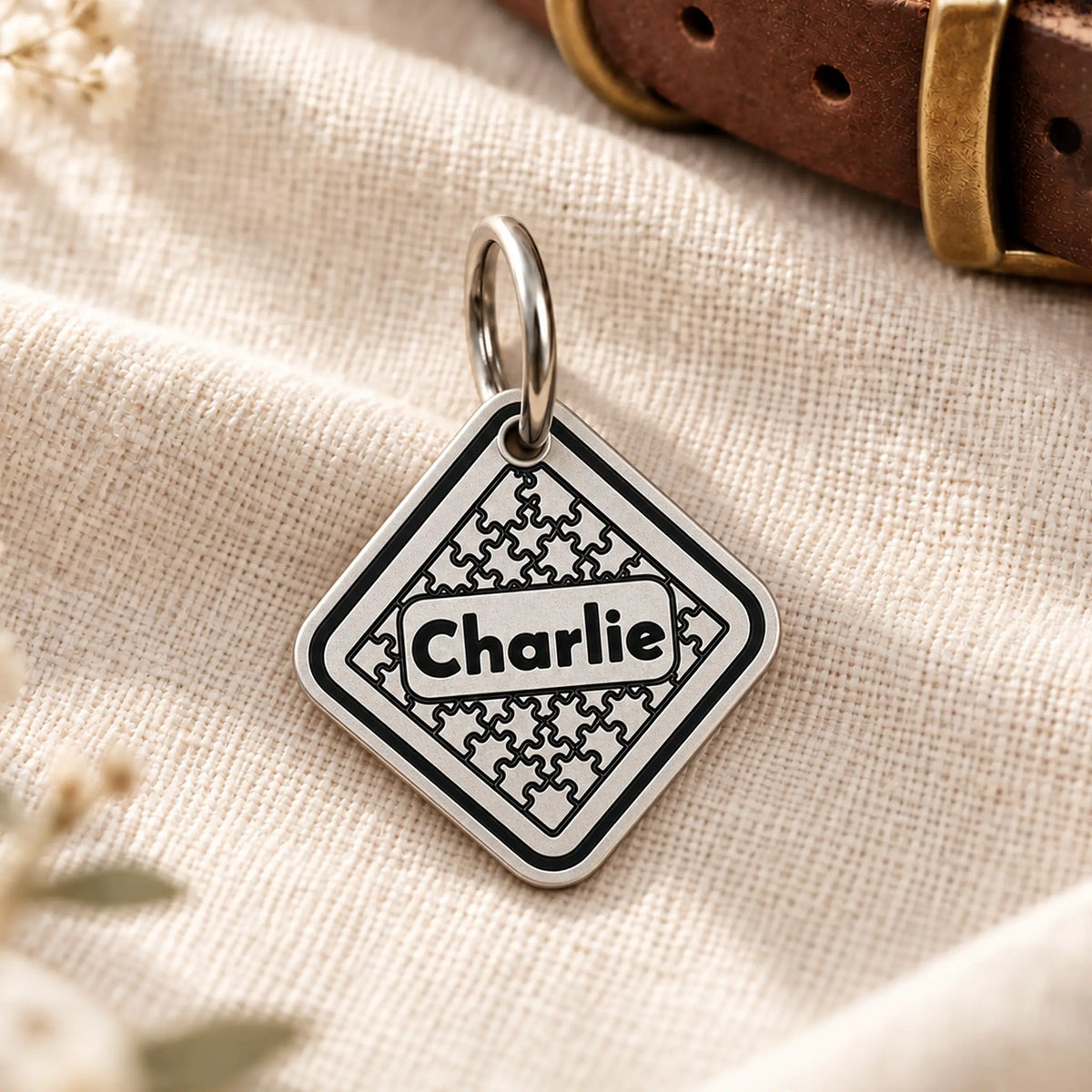 Perfect Fit Personalized Dog ID Tag – Jigsaw Puzzle Design