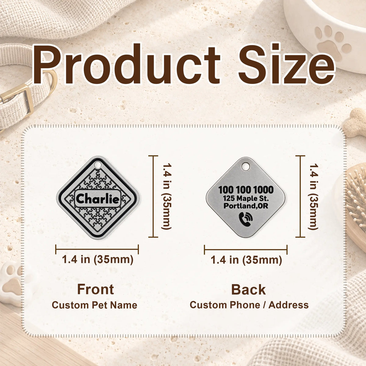 Perfect Fit Personalized Dog ID Tag – Jigsaw Puzzle Design