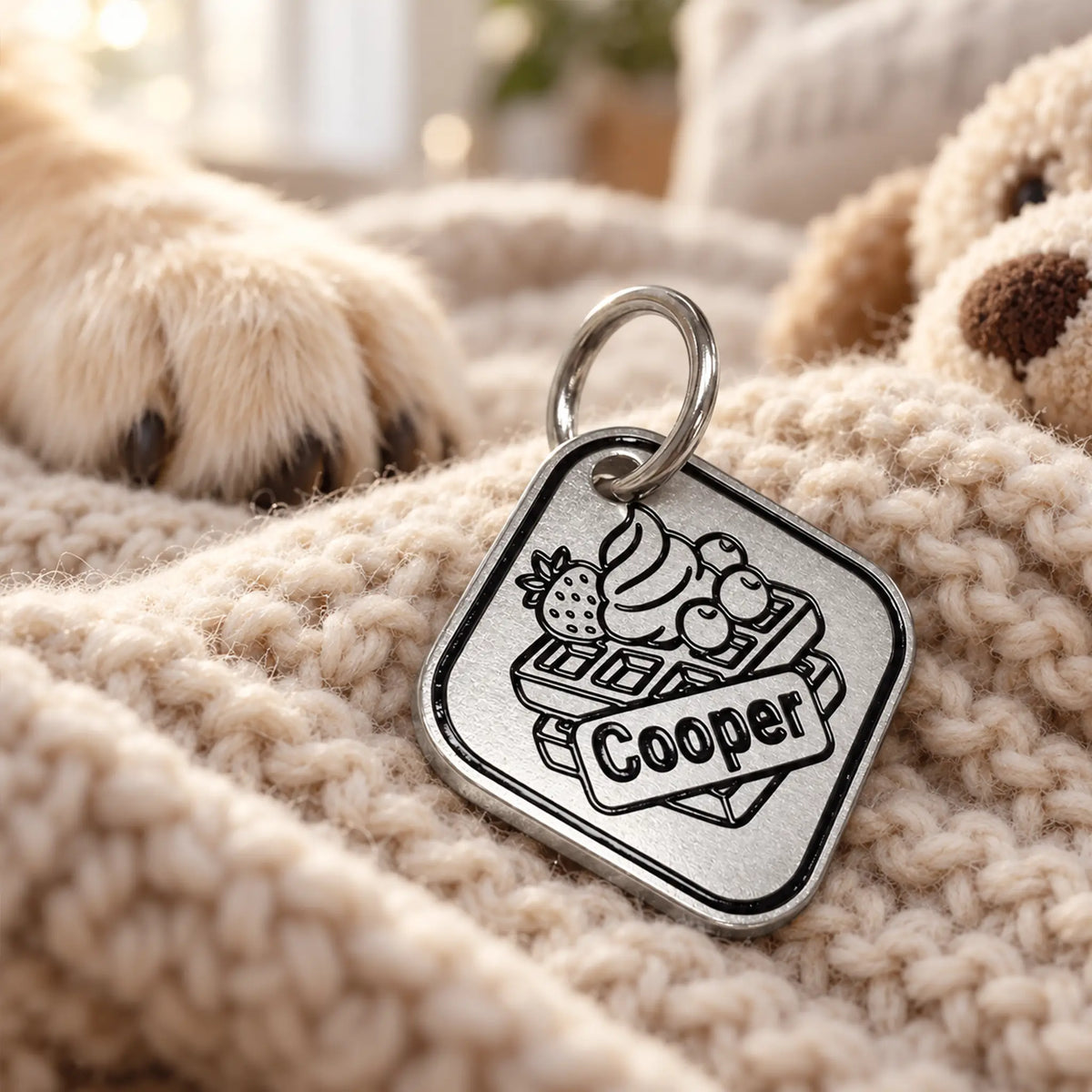 Sweet Treat Personalized Dog ID Tag – Silver-Tone Stainless Steel