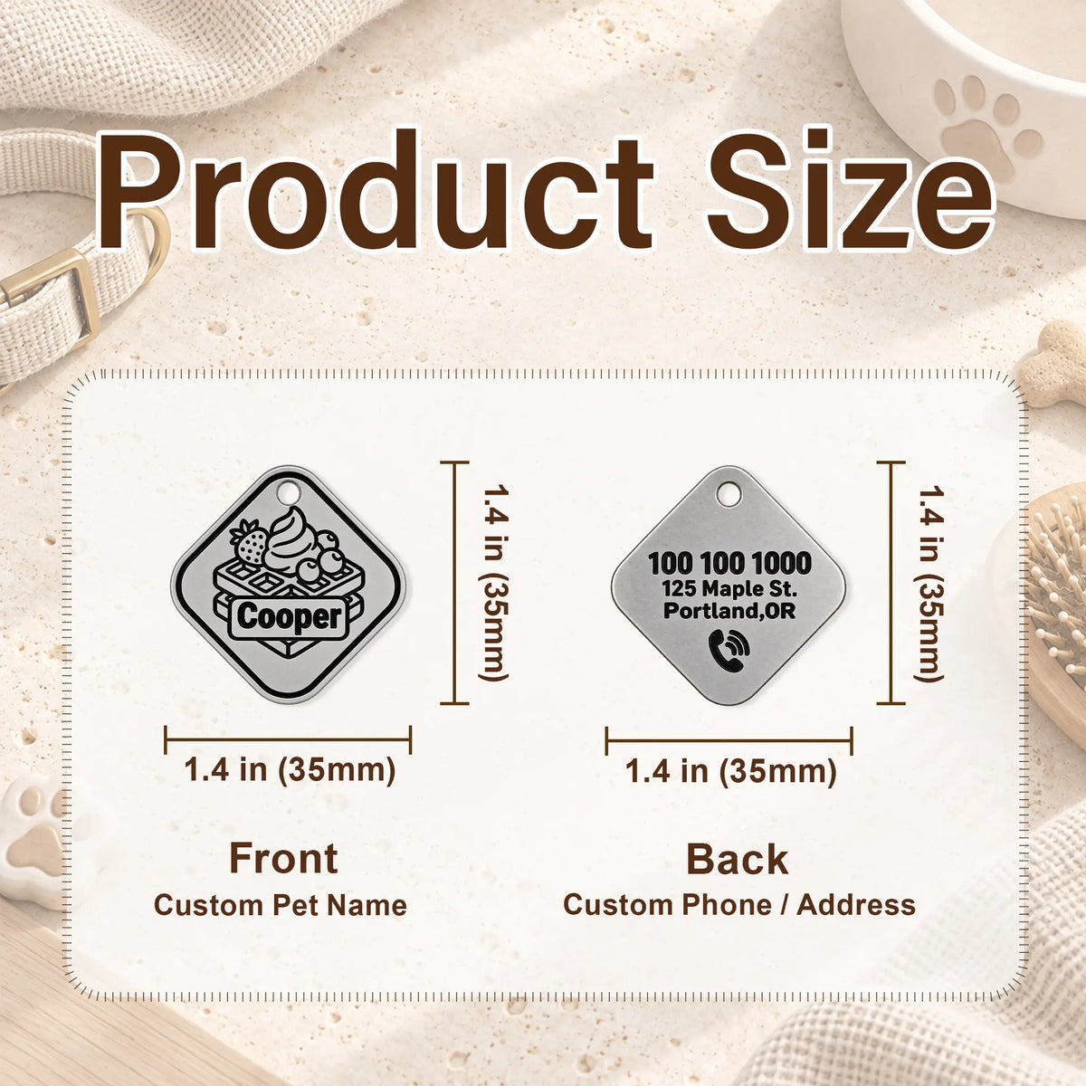 Sweet Treat Personalized Dog ID Tag – Silver-Tone Stainless Steel